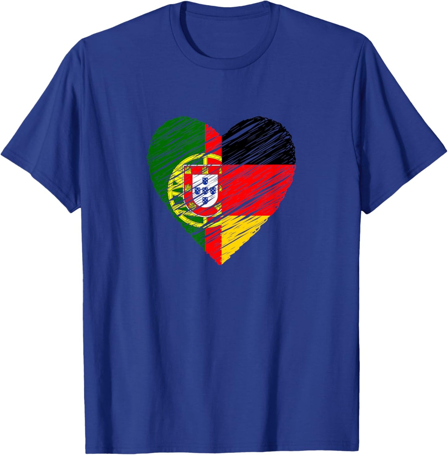 Portugal Deutschland Herz Deutschland Flagge Portugiesische Flagge Herz T-Shirt - T-Shirt | Royal