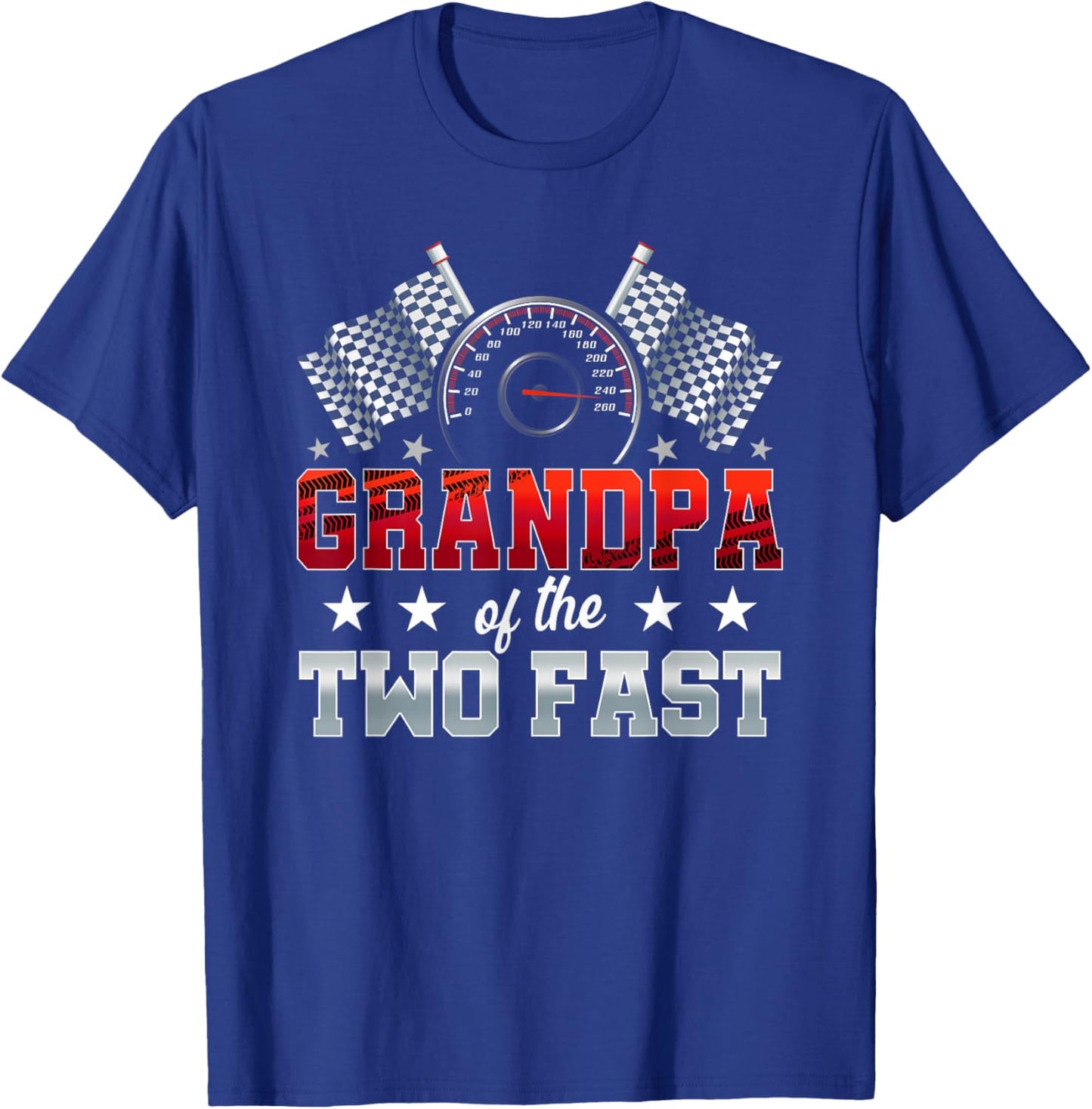 Grandpa of The Two Fast Second Birthday Racing Car Family T-Shirt - T-Shirt | Royal