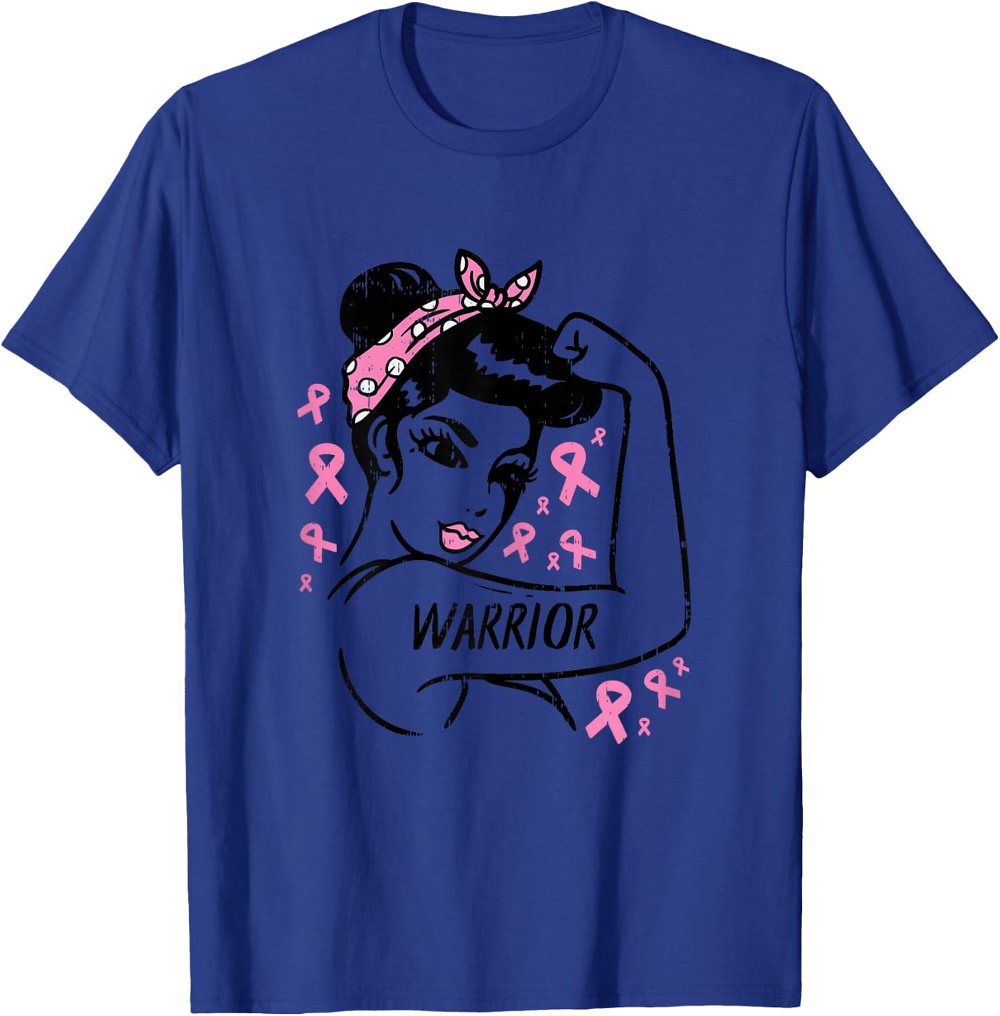 Warrior Unbreakable Pink Ribbon Breast Cancer Awareness Gift T-Shirt - T-Shirt | Royal
