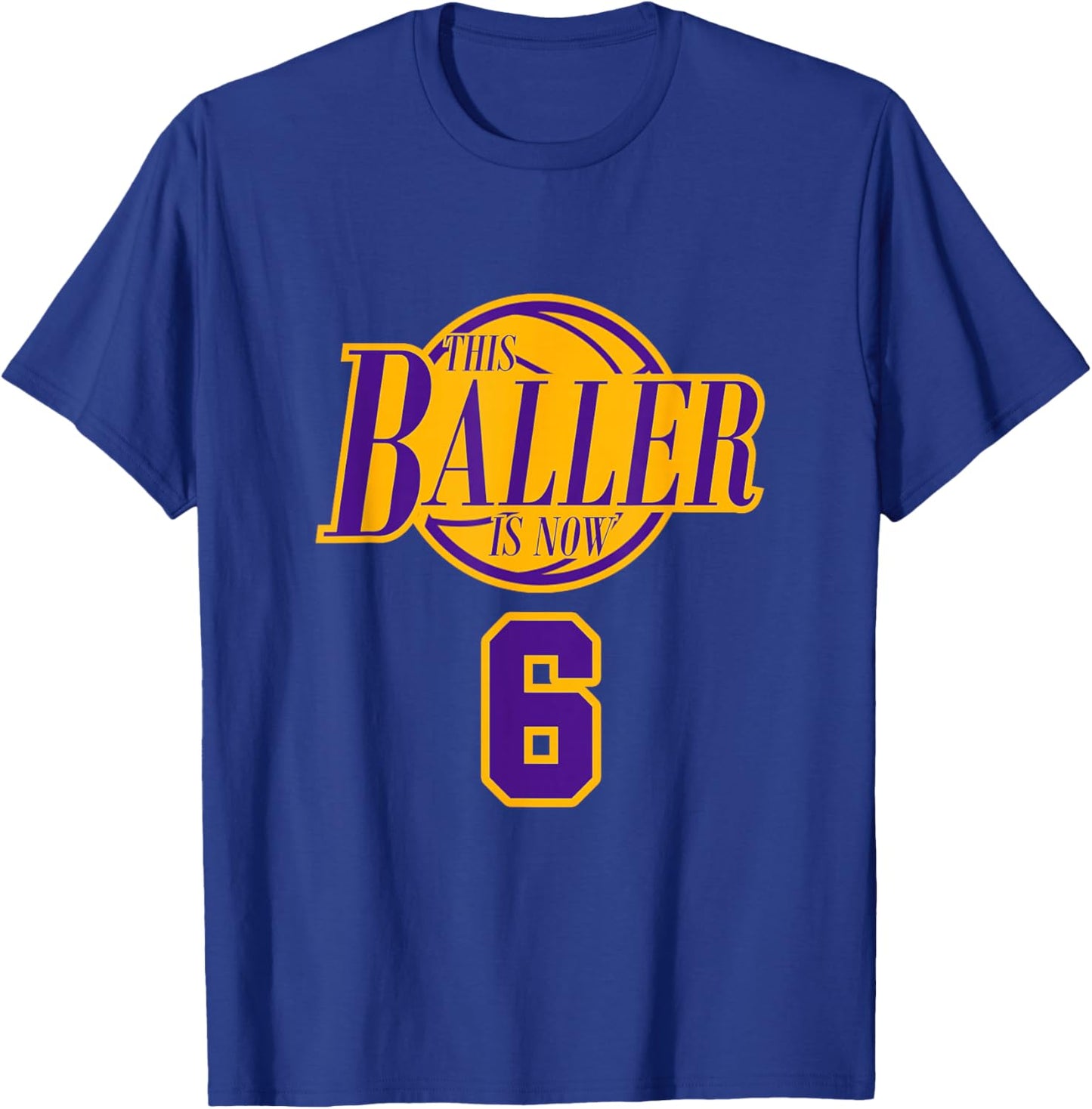 6 Years Old Birthday Basketball Baller Purple And Yellow T-Shirt - T-Shirt | Royal