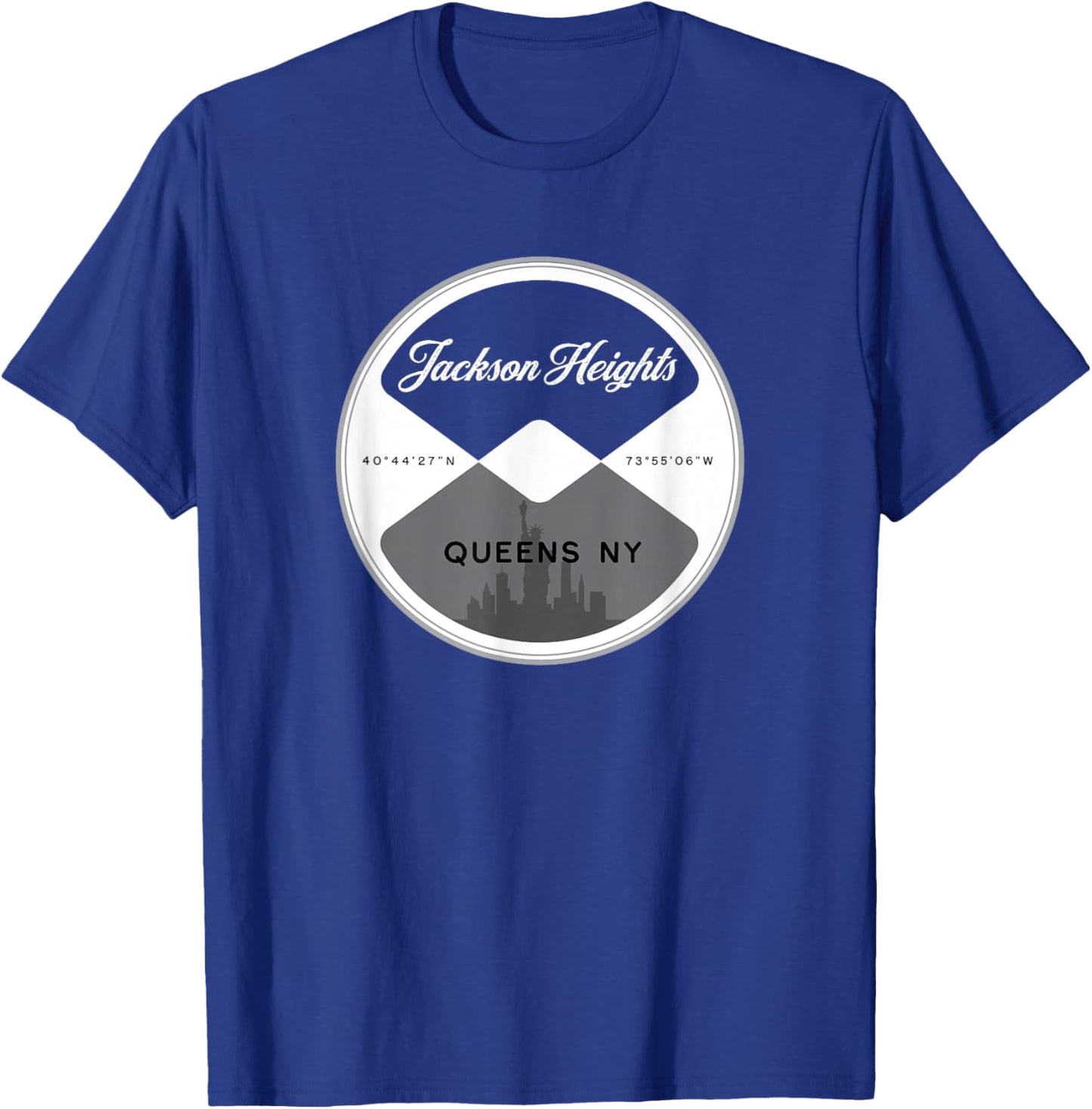 Jackson Heights Queens New York City NYC Circle Graphic T-Shirt - T-Shirt | Royal