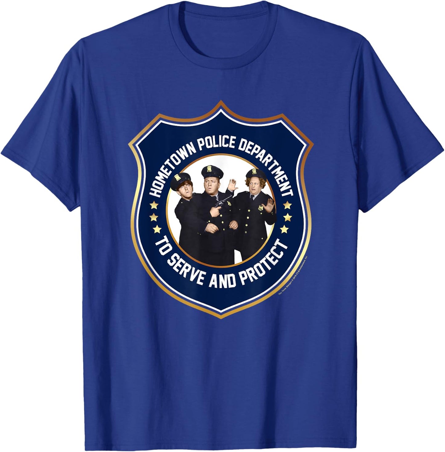 TTS- The Three Stooges Police Department Serve And Protect T-Shirt - T-Shirt | Royal