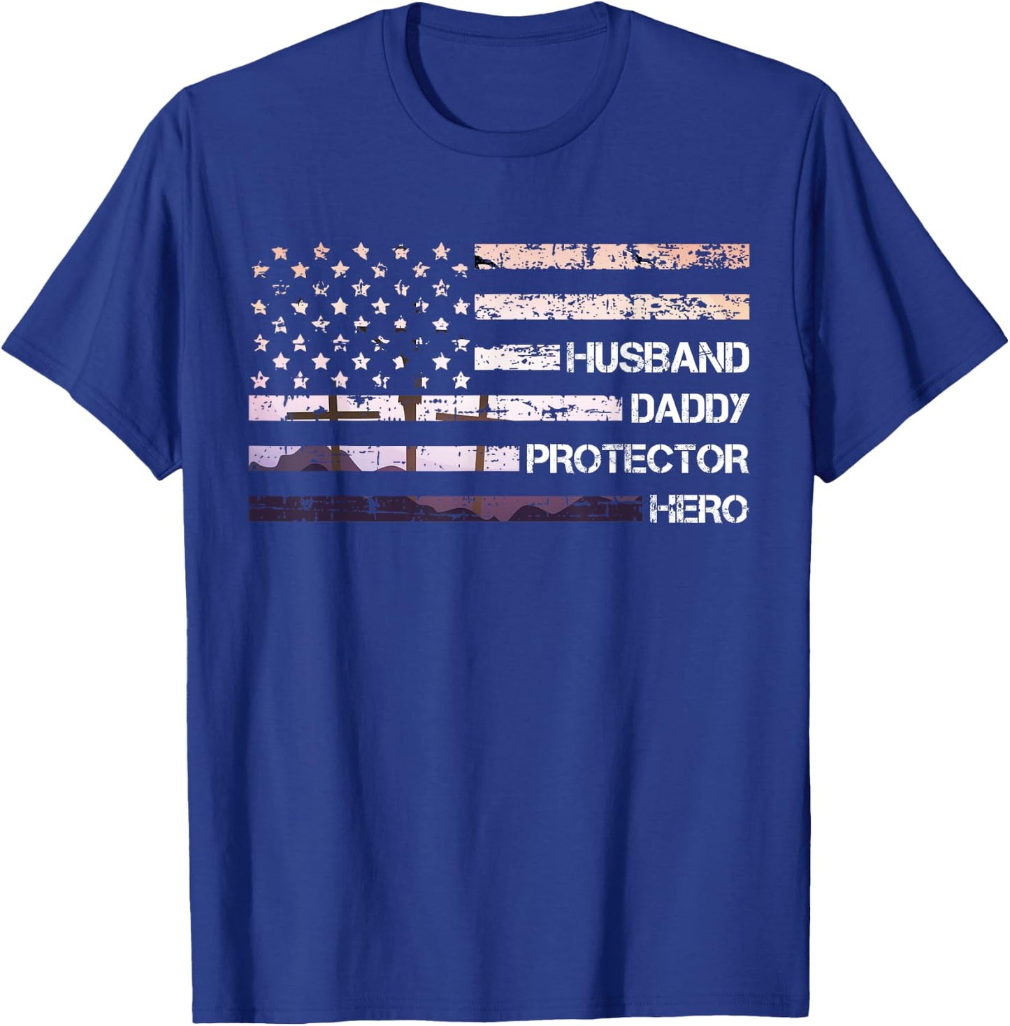 Husband Dad Protector Hero Father's Day Dad Gift Dad T-Shirt - T-Shirt | Royal