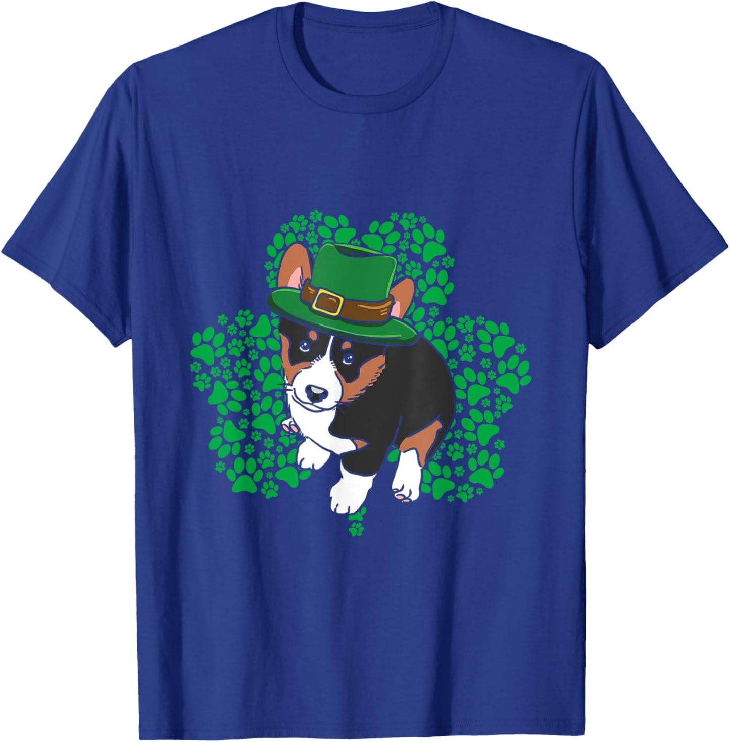 Lucky Tricolor Corgi Dog Leprechaun Hat St Patricks Day T-Shirt - T-Shirt | Royal
