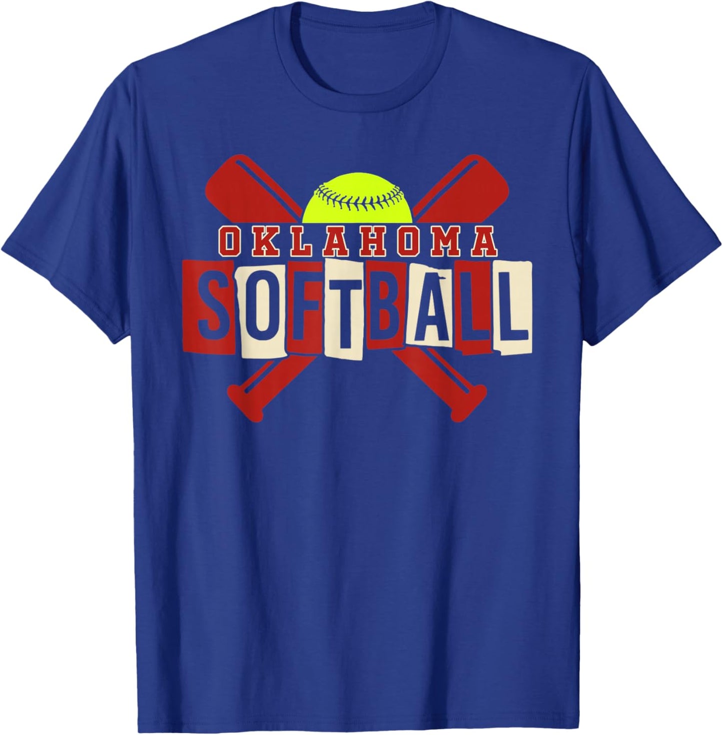 Oklahoma Softball Vintage Kids Team Retro Softball Fan T-Shirt - T-Shirt | Royal