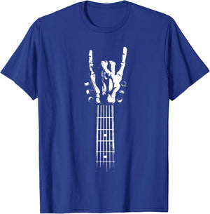 Rock and Roll Guitar Bone Skeleton sign Vintage ROCK Music T-Shirt - T-Shirt | Royal