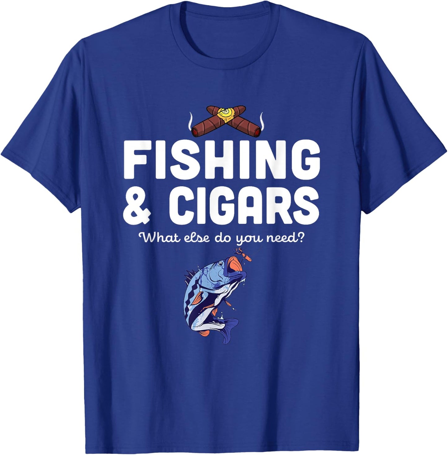 Cigar Smoker Fisherman Gift Cuban Cigars Smoking Fishing T-Shirt - T-Shirt | Royal
