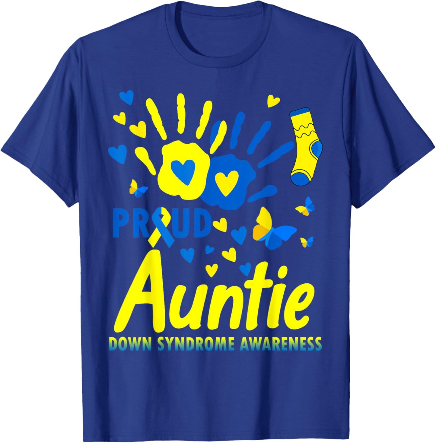 Proud Auntie World Down Syndrome Awareness Day Matching T-Shirt - T-Shirt | Royal