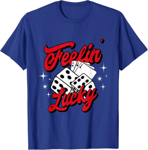 Feelin Lucky Gambling Casino Cards and Dice T-Shirt - T-Shirt | Royal