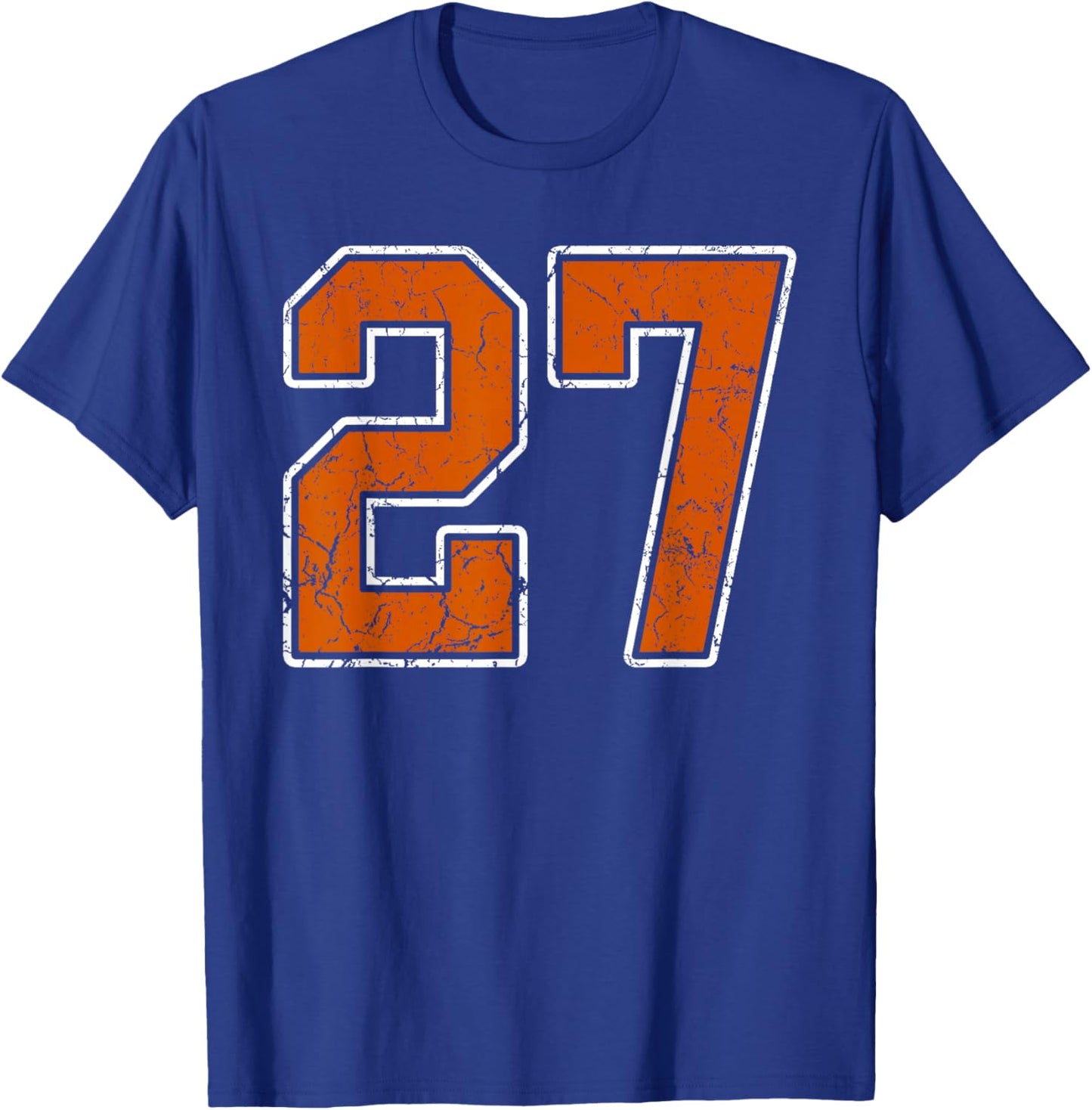 Grunge Burnt Orange and White #27 Sports Jersey Number 27 T-Shirt - T-Shirt | Royal