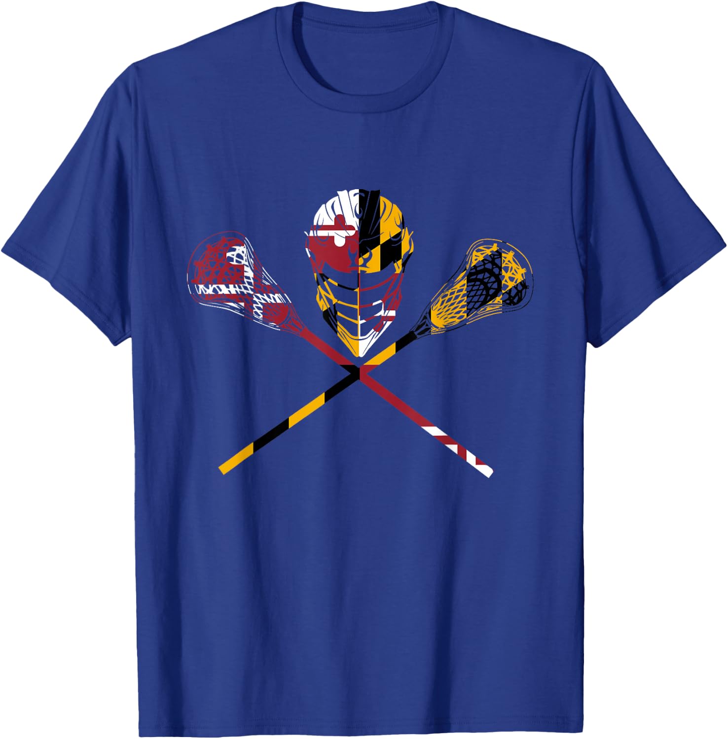 Maryland Flag Lacrosse Boys Men's Women's College LAX Stick T-Shirt - T-Shirt | Royal