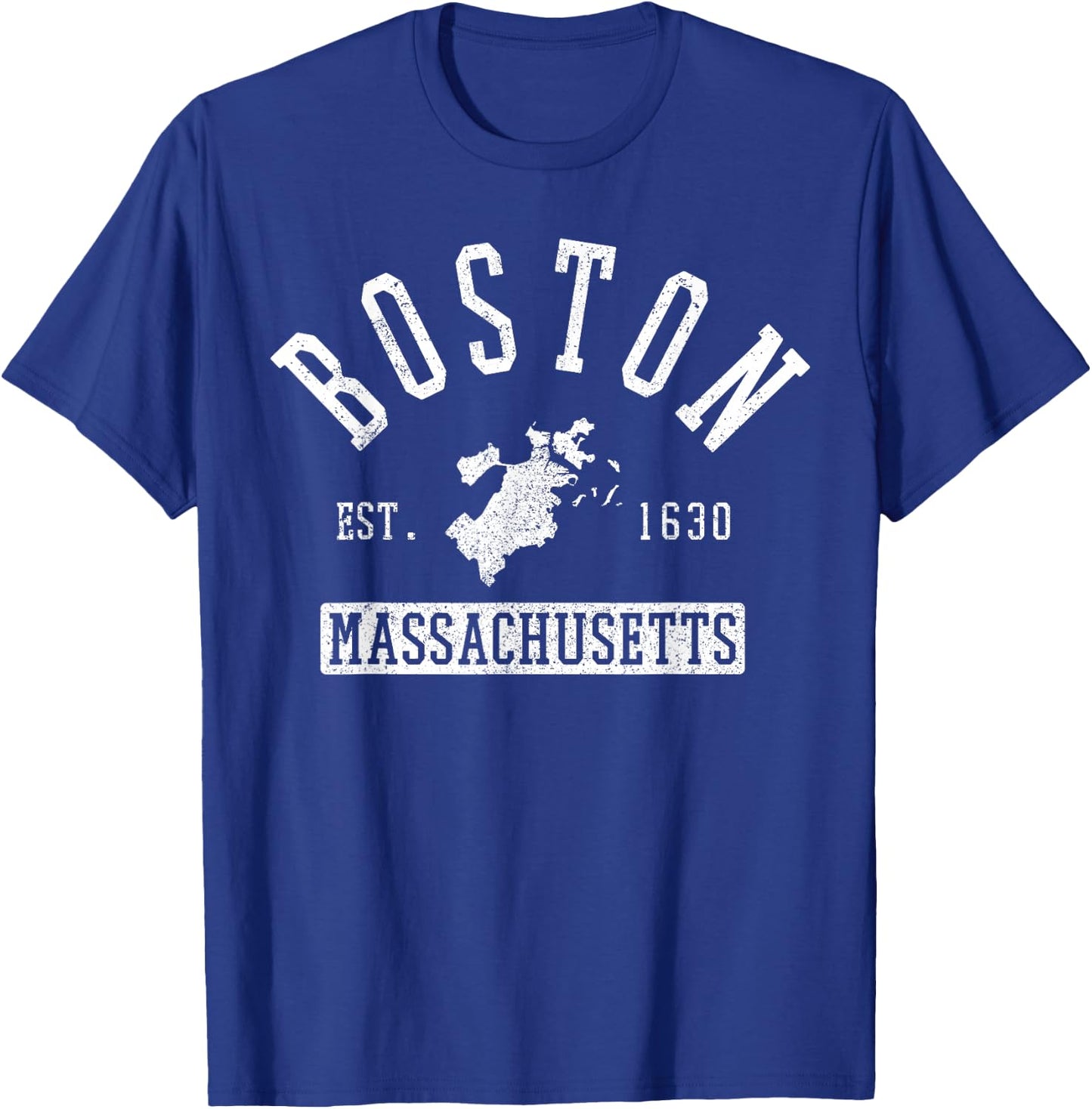 Boston Massachusetts Est. 1630 City Map Souvenir T-Shirt - T-Shirt | Royal