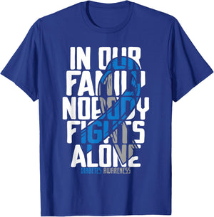 Diabetes Support Family Diabetic T2D T1D Diabetes Awareness T-Shirt - T-Shirt | Royal