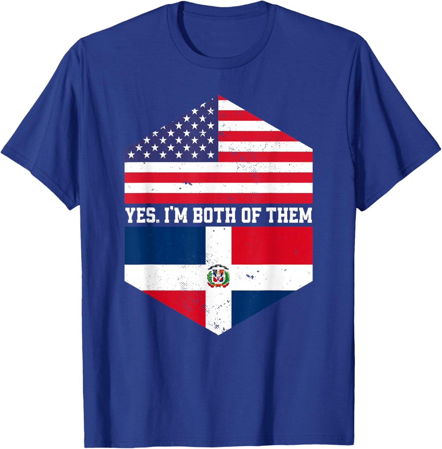 Half American Half Dominican USA Flag Dominican Republic T-Shirt - T-Shirt | Royal