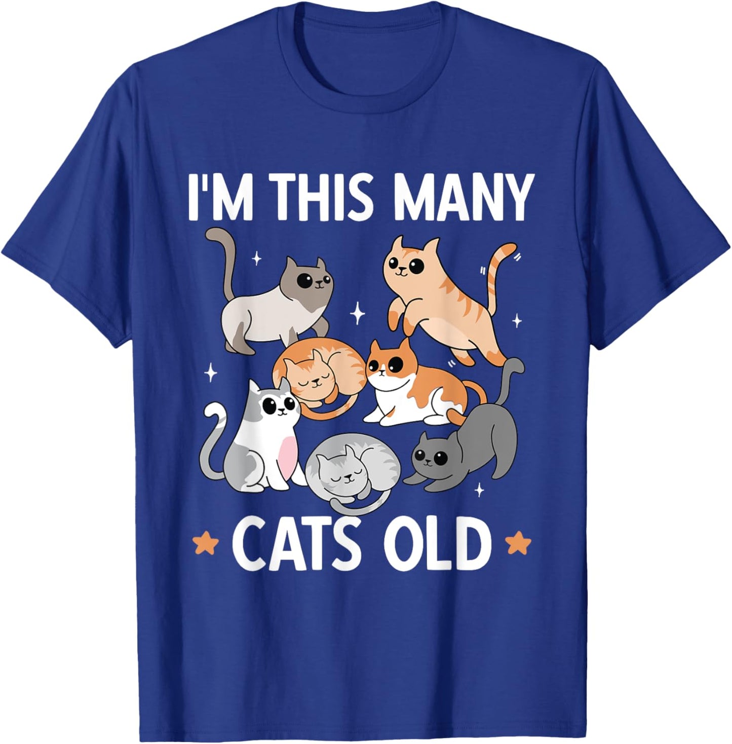 I'm This Many Cats Old 7th Birthday Party Kitten Cat T-Shirt - T-Shirt | Royal