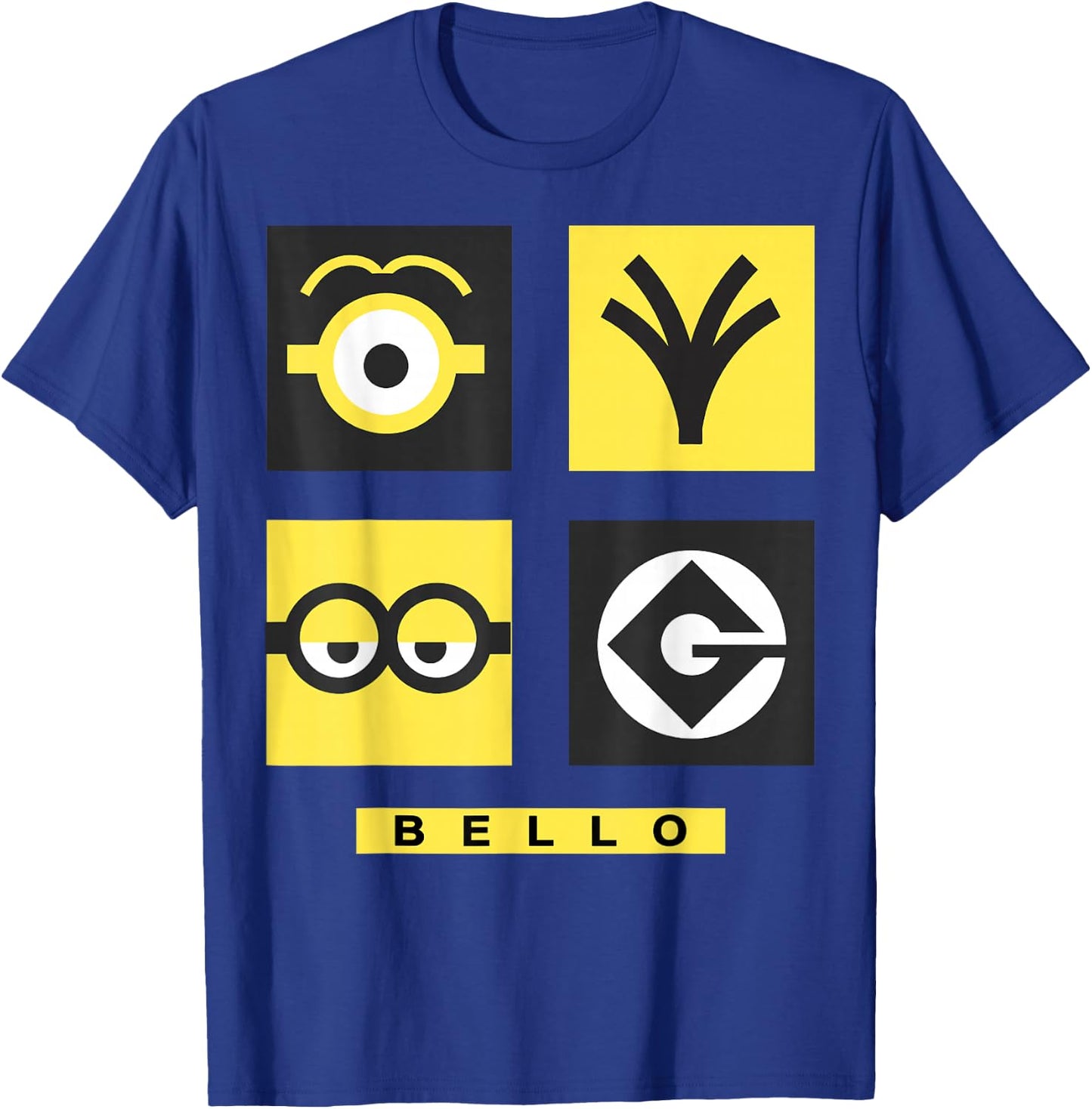 Despicable Me Minions Bello Symbol Box Grid T-Shirt - T-Shirt | Royal