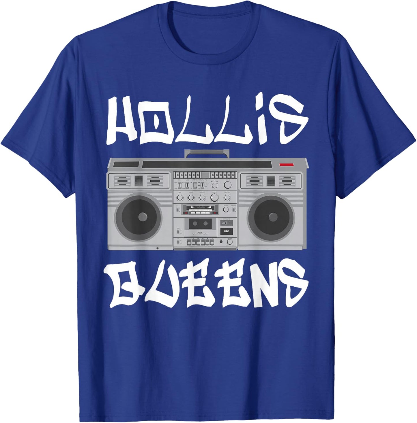Hollis Queens Boom Box Graffiti Lettering T-Shirt - T-Shirt | Royal