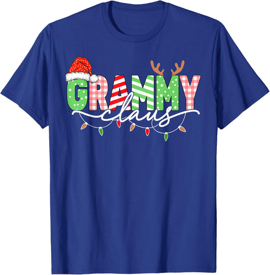 Grammy Claus Christmas Lights Santa Hat Family Matching T-Shirt - T-Shirt | Royal