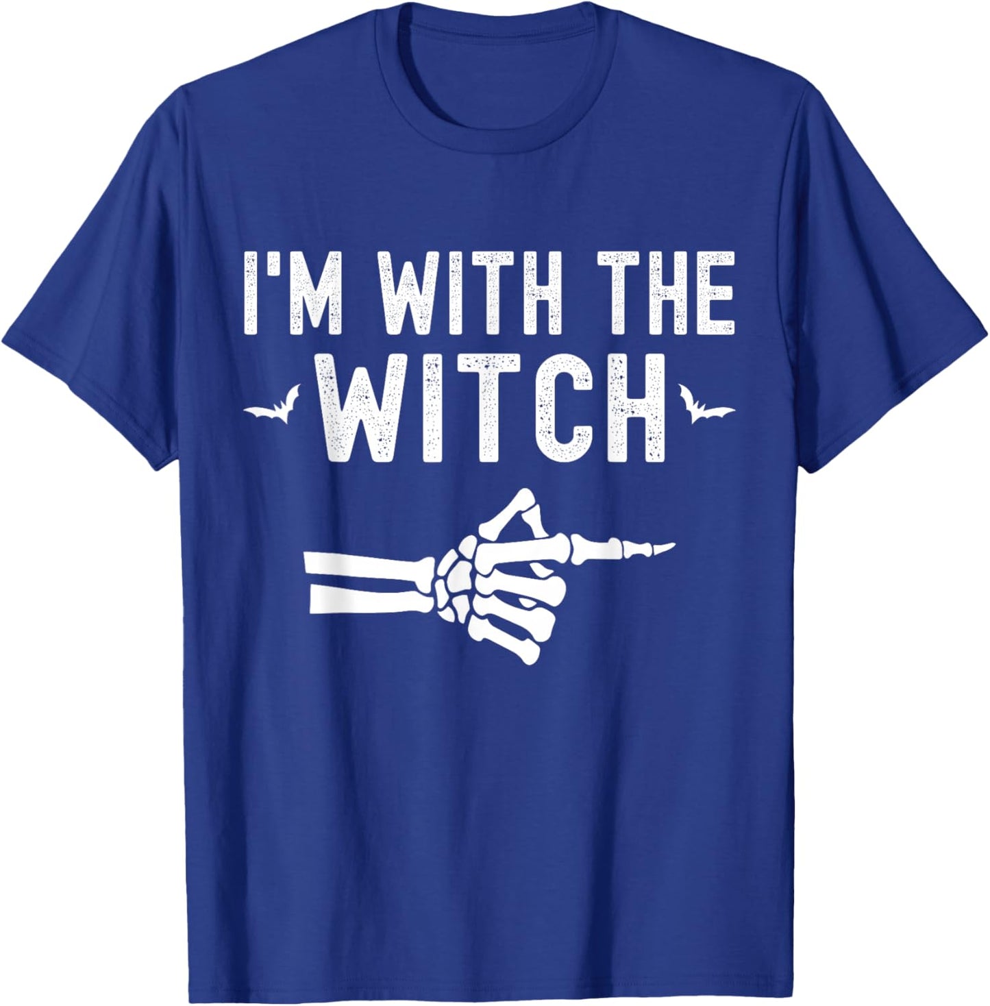 I'm With The Witch Funny Skeleton Halloween Matching Couple T-Shirt - T-Shirt | Royal