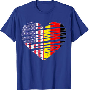 German American Patriot Grown Country Germany Flags T-Shirt - T-Shirt | Royal
