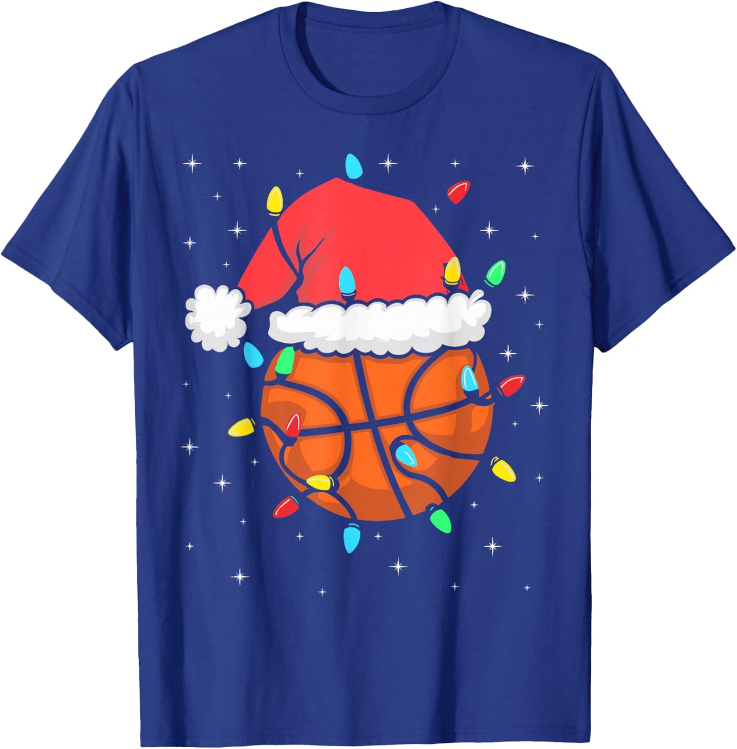 Funny Basketball Player Xmas Santa Hat Basketball Christmas T-Shirt - T-Shirt | Royal
