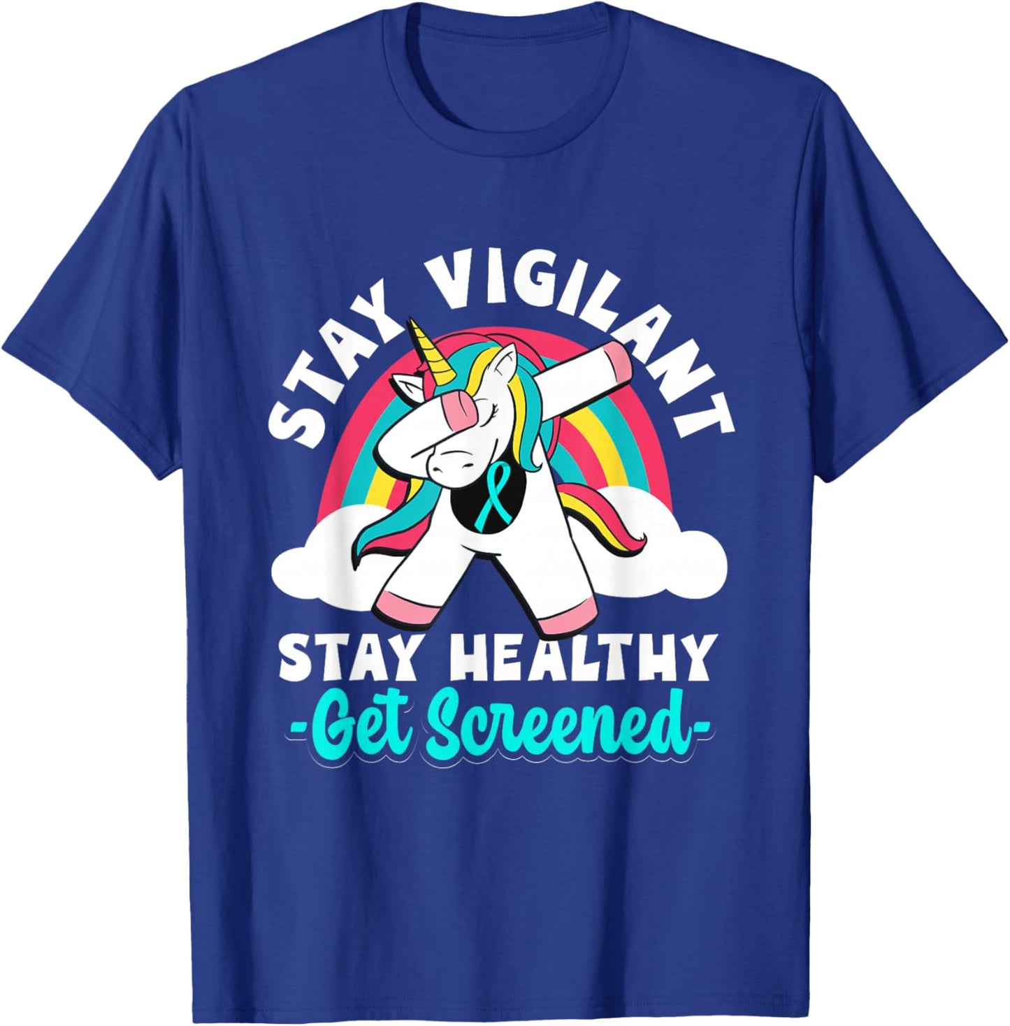 Teal Ribbon Cervical Cancer Awareness Month Survivor T-Shirt - T-Shirt | Royal