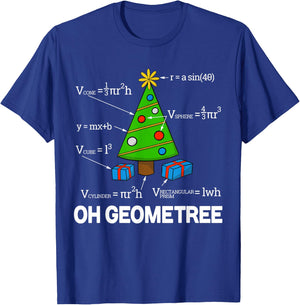Funny Math Geometry Christmas Tree Geometree Teacher T-Shirt - T-Shirt | Royal