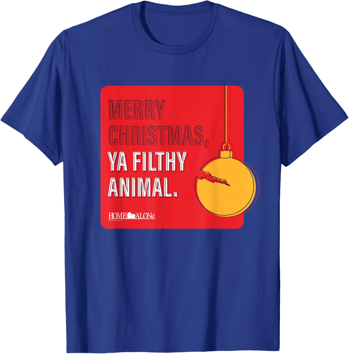 20th Century Studios Home Alone Movie Quote Merry Christmas, Ya Filthy Animal -Adults-Youth T-Shirt - T-Shirt | Royal