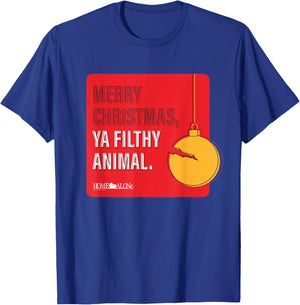 20th Century Studios Home Alone Movie Quote Merry Christmas, Ya Filthy Animal -Adults-Youth T-Shirt - T-Shirt | Royal