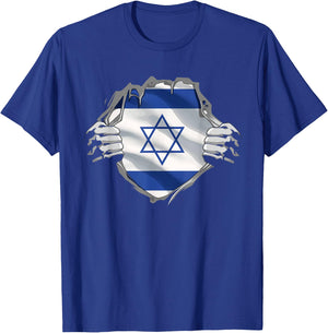 Israel Shirt Israel Flag Star of David Israeli Roots Jewish T-Shirt - T-Shirt | Royal
