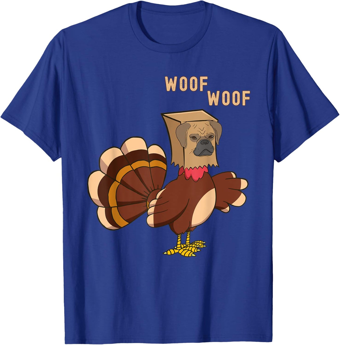 Thanksgiving Dog Funny Fake Puppy Woof Thanksgiving Turkey T-Shirt - T-Shirt | Royal