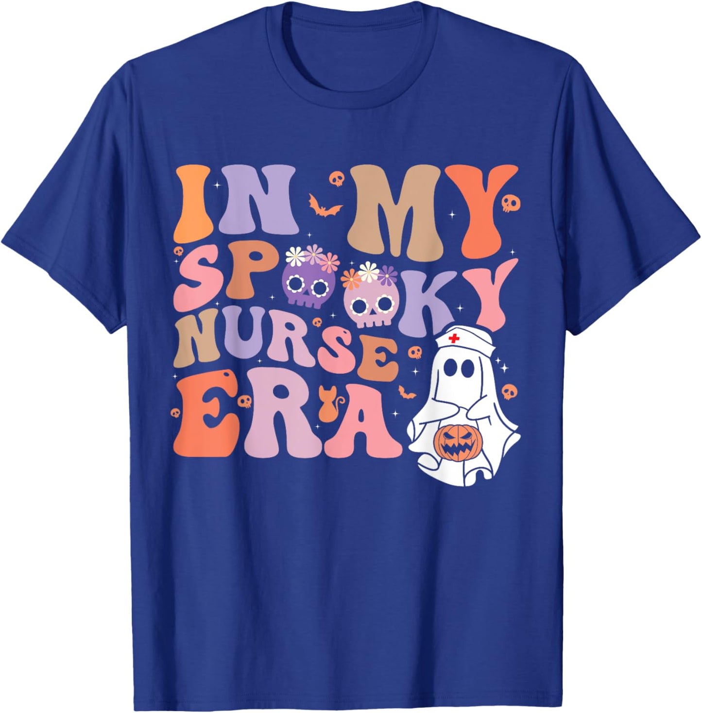 Retro Groovy Halloween In My Spooky Nurse Era Scary RN T-Shirt - T-Shirt | Royal