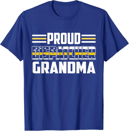 Patriotic 911 Dispatcher Grandma Proud Thin Gold Line