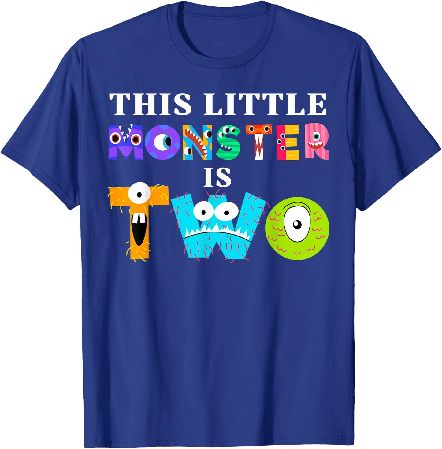 This Little Monster is Two 2nd Birthday Party Family Monster T-Shirt - T-Shirt | Royal