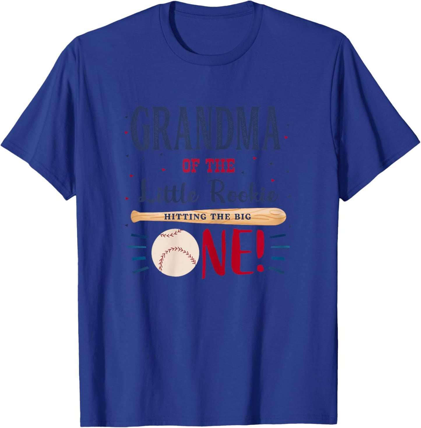 Grandma First Birthday Little Rookie Baseball The Big One T-Shirt - T-Shirt | Royal