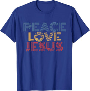 Peace Love Jesus retro 70s vintage distressed T-Shirt - T-Shirt | Royal