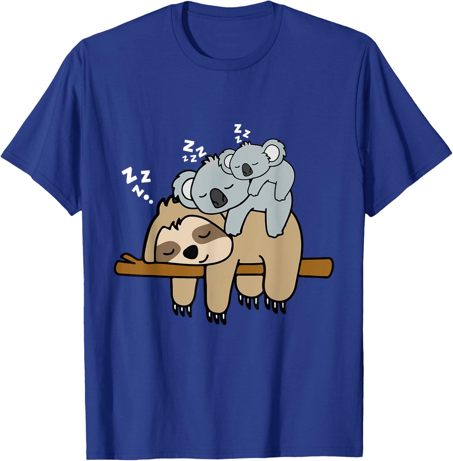 Sleeping Cute Lazy Sloth With Baby Koala Mama Bear Nap T-Shirt - T-Shirt | Royal
