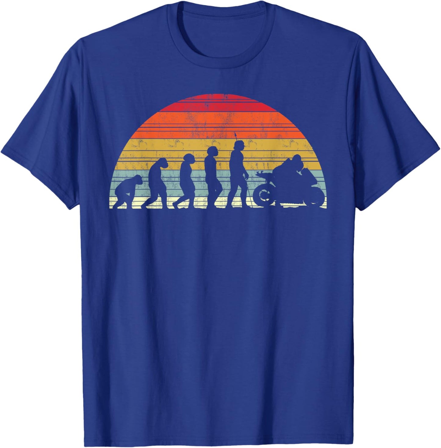 Biker Evolution - Evolution Of Man Motorcycle Motorsport T-Shirt - T-Shirt | Royal