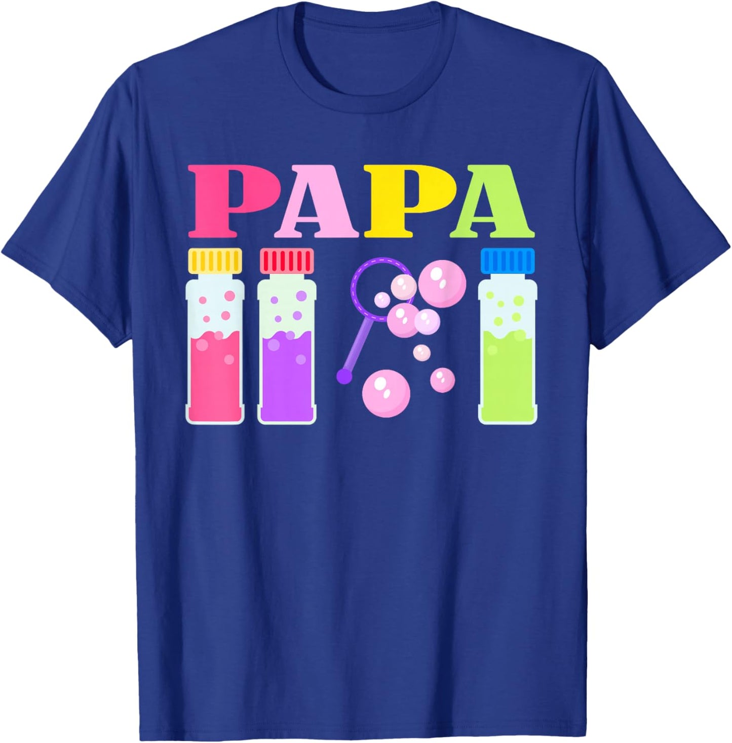 Papa Wands Bubble Themed Birthday Family Party Matching T-Shirt - T-Shirt | Royal