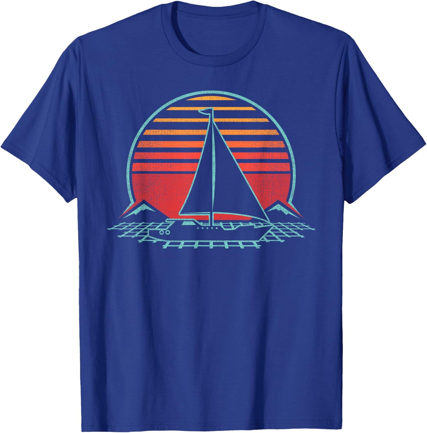 Sailing Retro Vintage Sailor 80s Style Sailboat Gift T-Shirt - T-Shirt | Royal