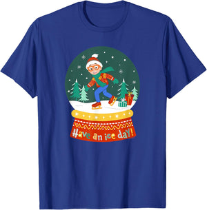 Blippi Christmas Skating Snow Globe T-Shirt - T-Shirt | Royal