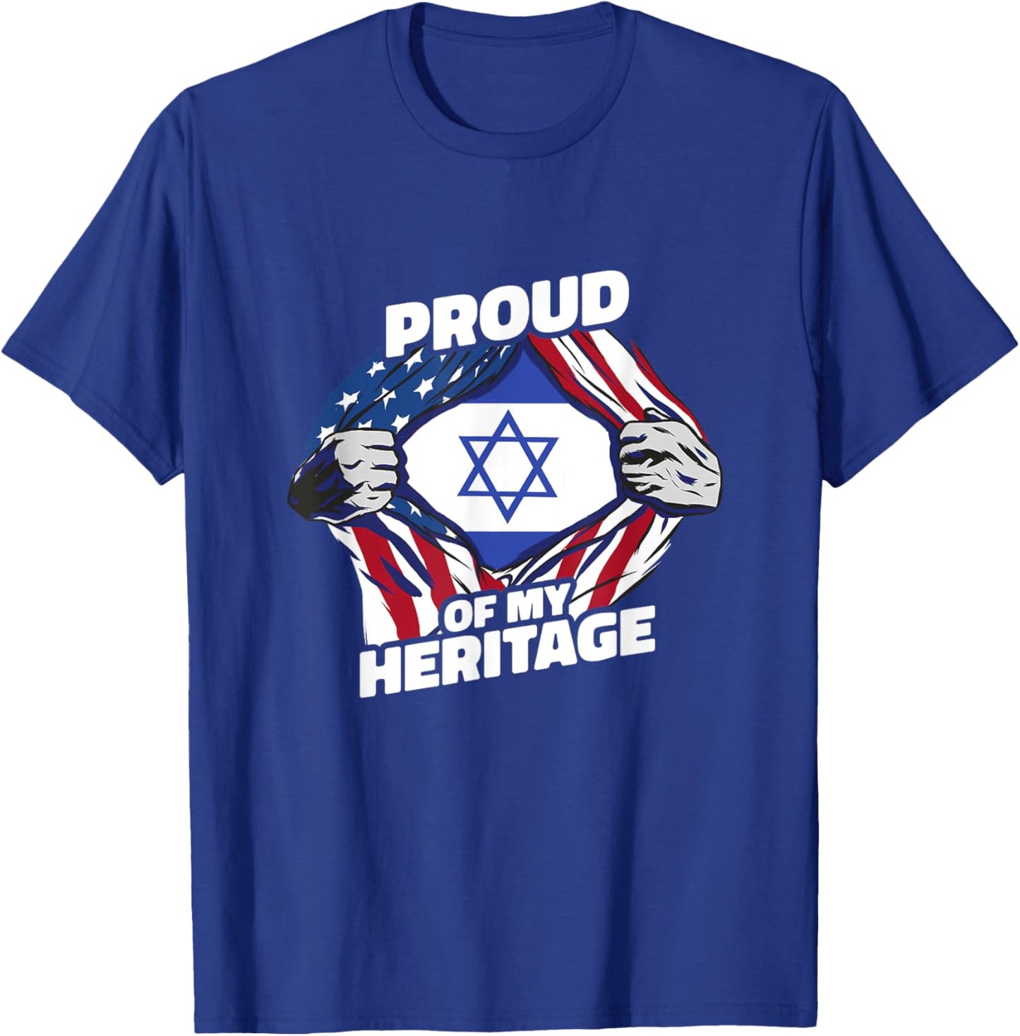 Proud of My Heritage - Patriotic Israeli American Flag Women Kids Men T-Shirt - T-Shirt | Royal