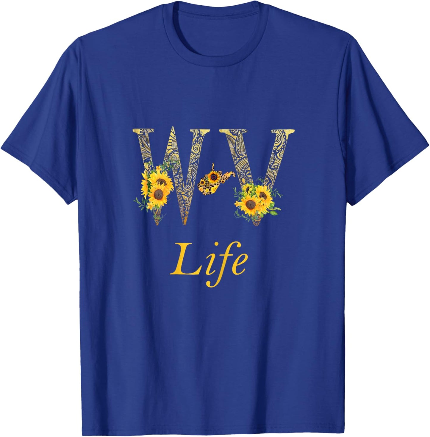 WV Home Roots Pride Sunflower Lover Proud Map West Virginia T-Shirt - T-Shirt | Royal