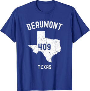 Beaumont Texas TX 409 Vintage Athletic Style T-Shirt - T-Shirt | Royal