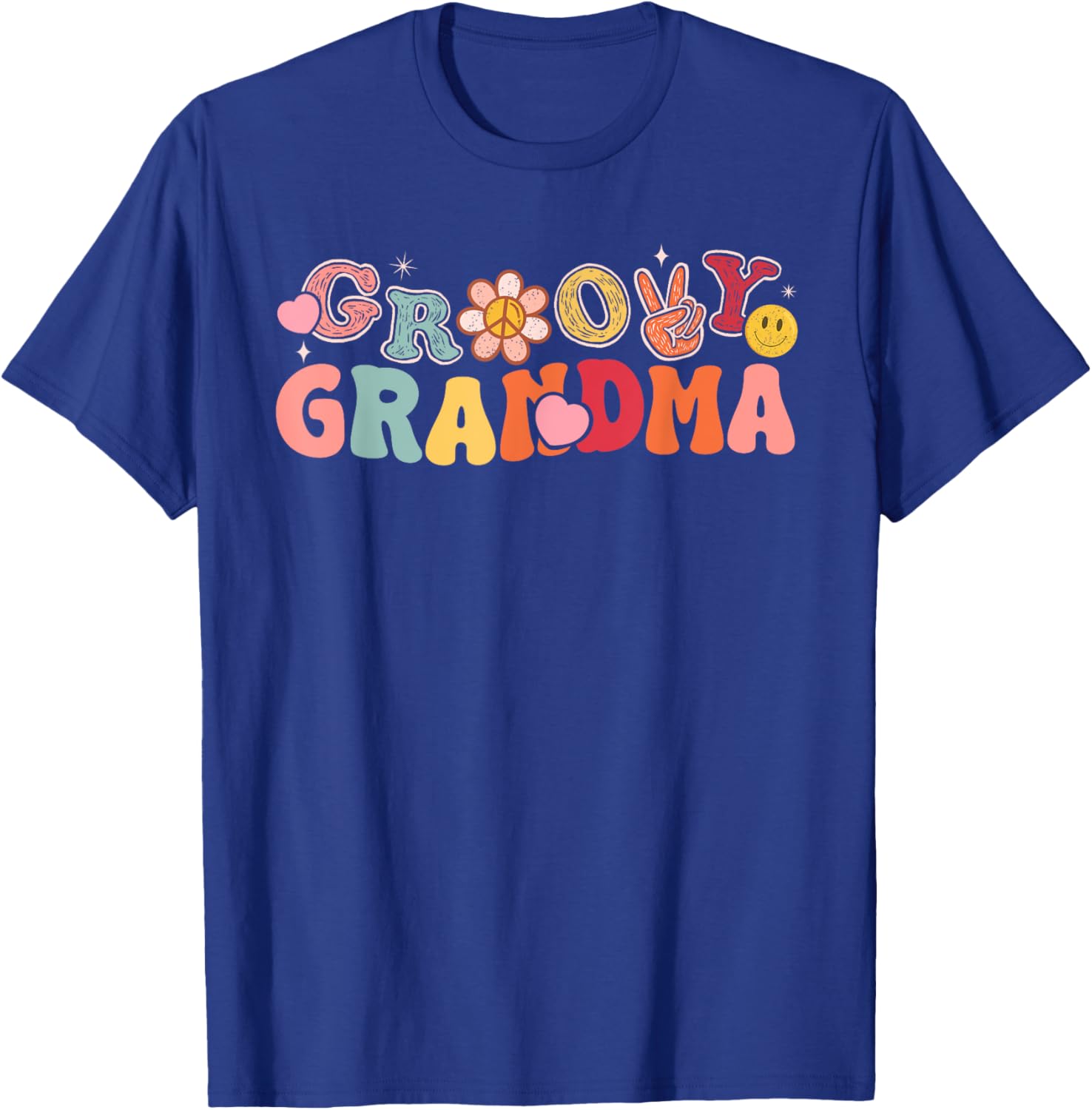 Retro Groovy Grandma Hippie Matching Family Birthday Party T-Shirt - T-Shirt | Royal