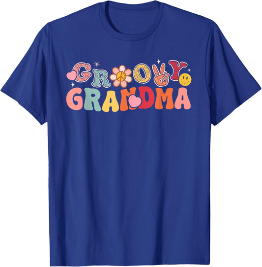 Retro Groovy Grandma Hippie Matching Family Birthday Party T-Shirt - T-Shirt | Royal