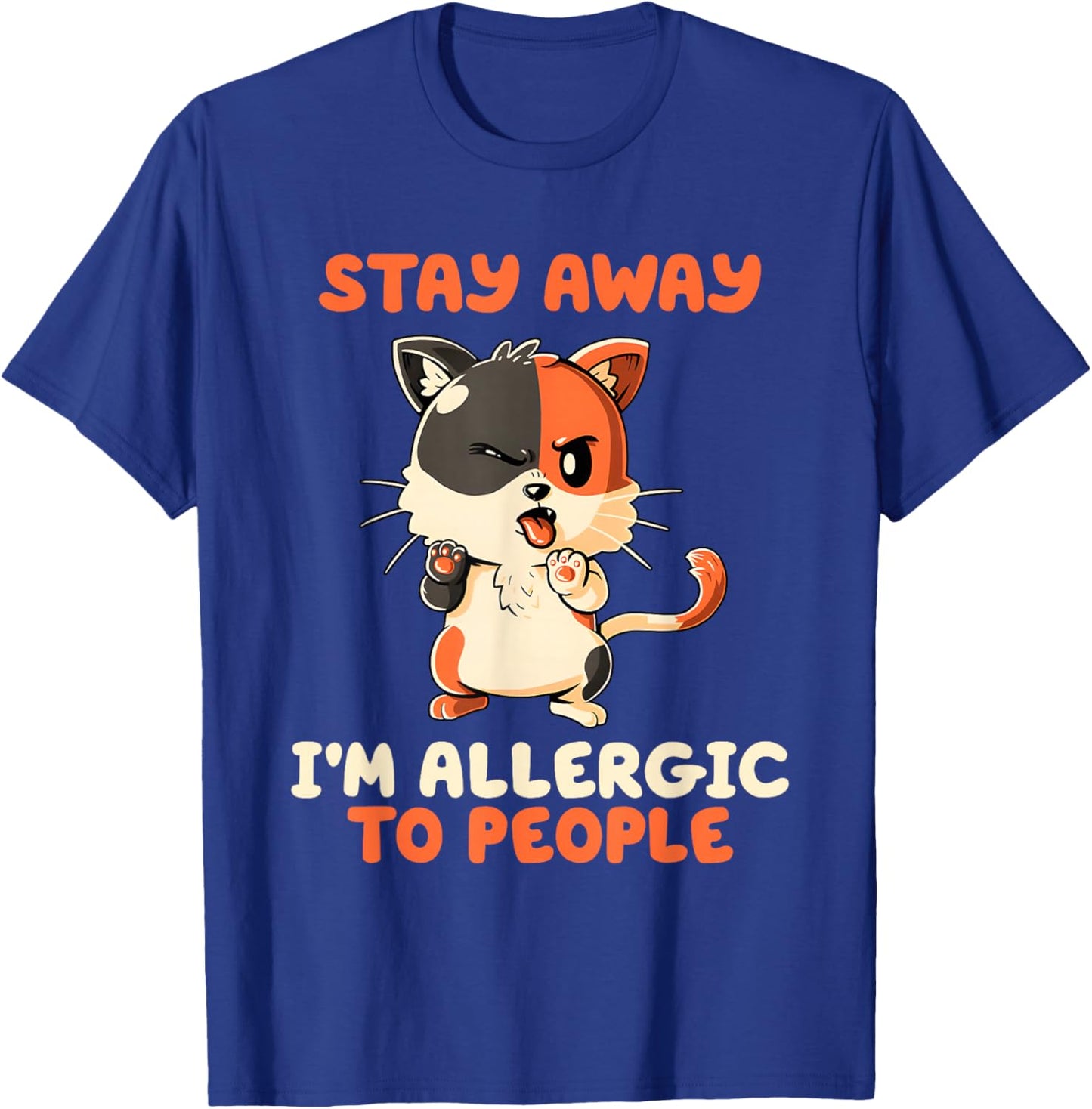 Stay Away I’m Allergic To People Cat Funny T-Shirt - T-Shirt | Royal