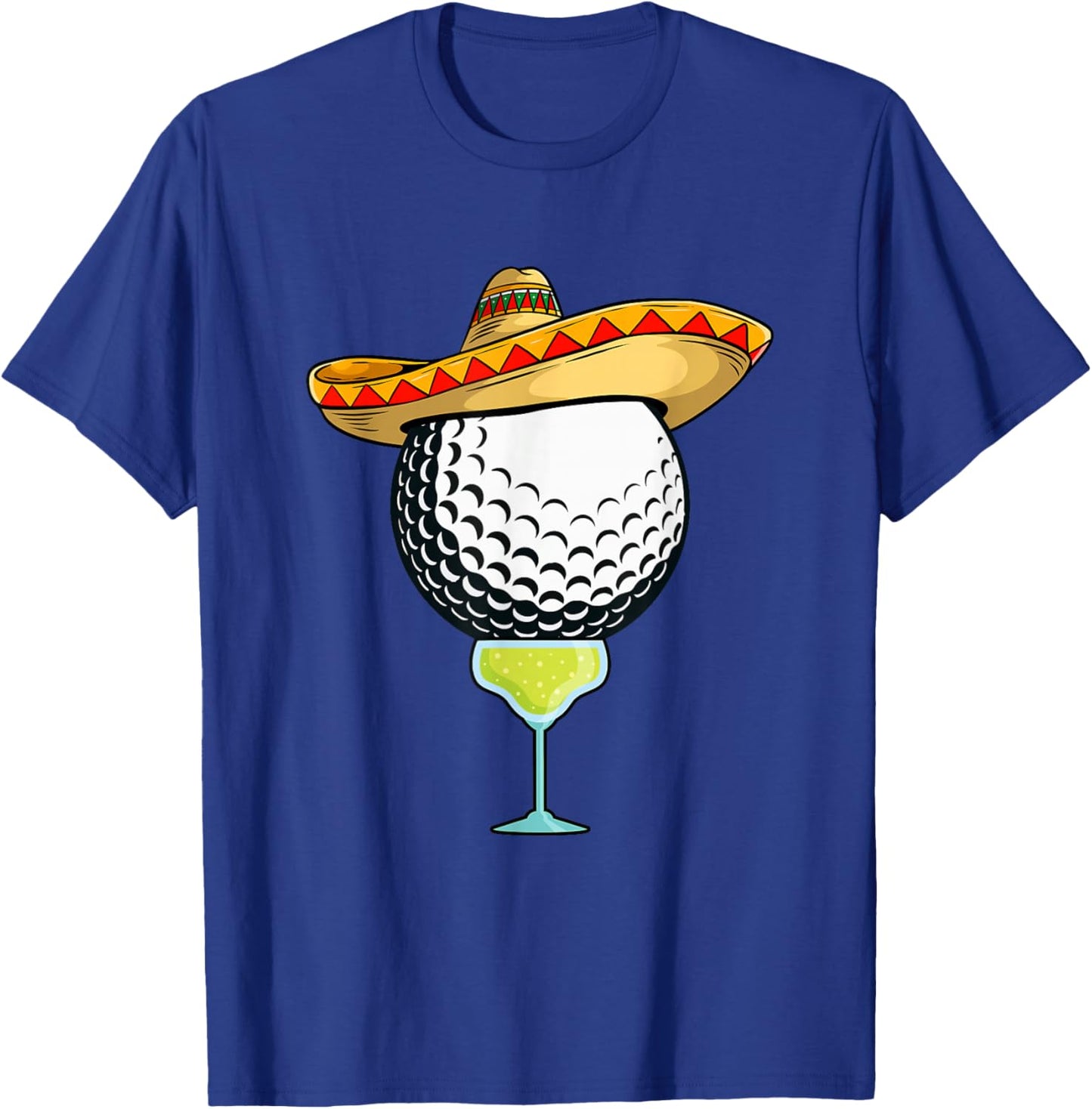 Cinco de Mayo Golf Ball With Sombrero and Margarita Golfer T-Shirt - T-Shirt | Royal