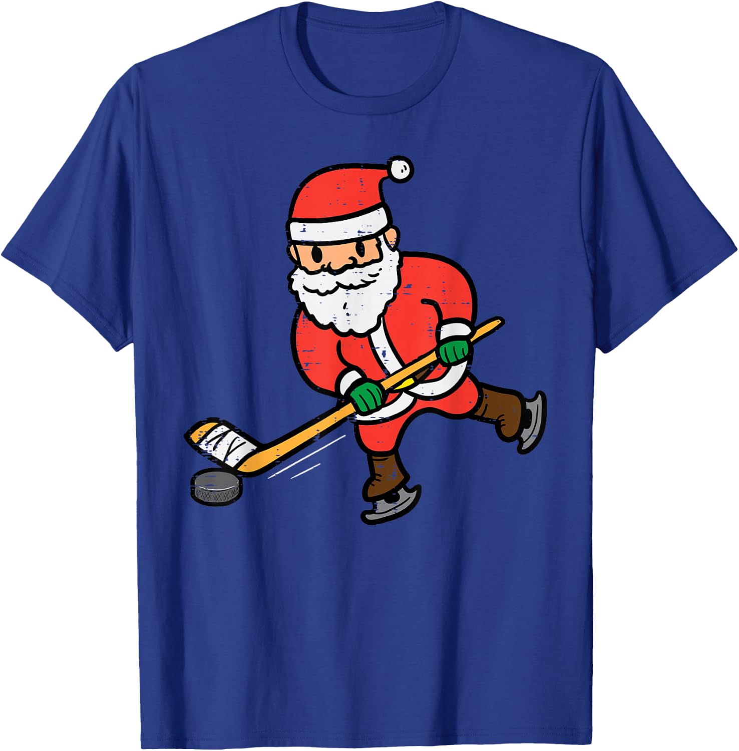 Santa Ice Hockey Christmas Funny Xmas Sports Men Boys Kids T-Shirt - T-Shirt | Royal