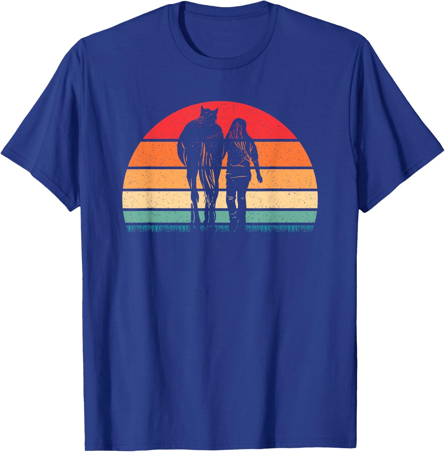 Retro Horse Horseback Riding Western Cowgirl Women Girls T-Shirt - T-Shirt | Royal